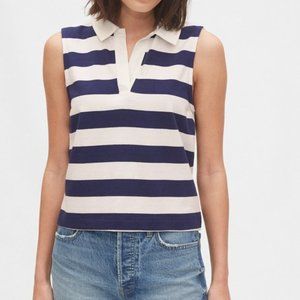 Sleeveless Rugby Polo Shirt, GAP, Navy and White